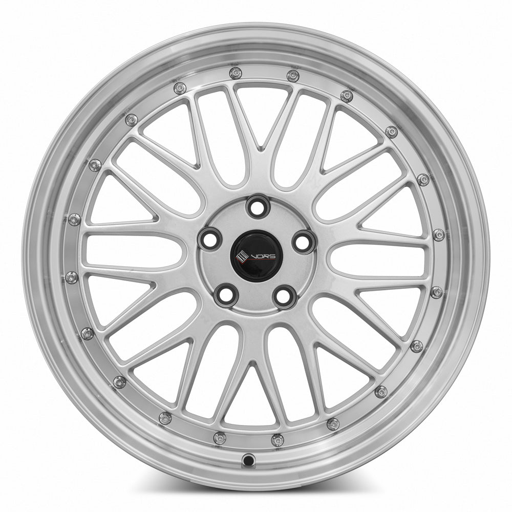 Vors VR8 Silver Machine Lip Chrome Rivet 19x8.5 +35 5x112mm 73.1mm