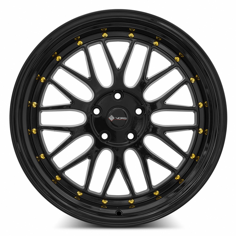 Vors VR8 All Black Gold Rivet 20x9.5 +35 5x120mm 73.1mm