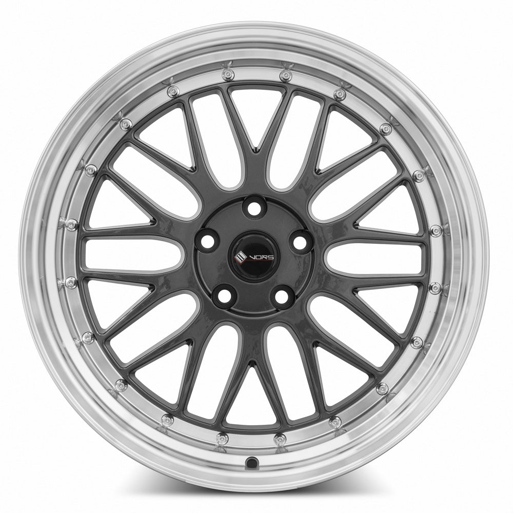 Vors VR8 Hyper Black Machine Lip Chrome Rivet 20x9.5 +35 5x120mm 73.1mm