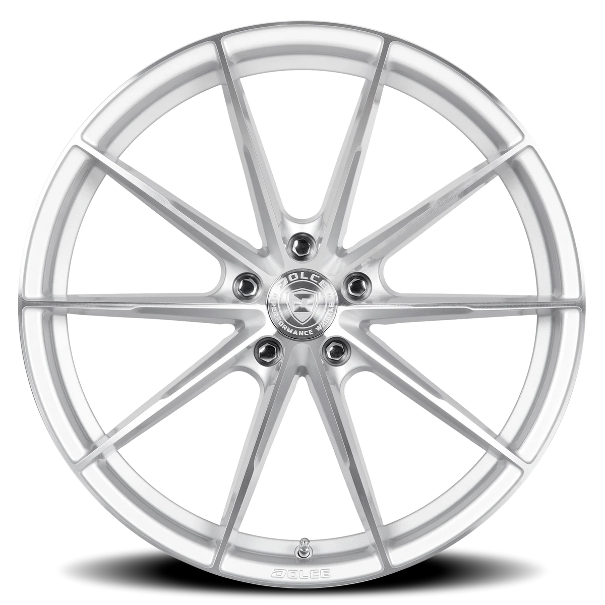 Dolce Performance Veloce Gloss Silver W/ Machined Face 20x8.5 +28 5x112mm 66.56mm