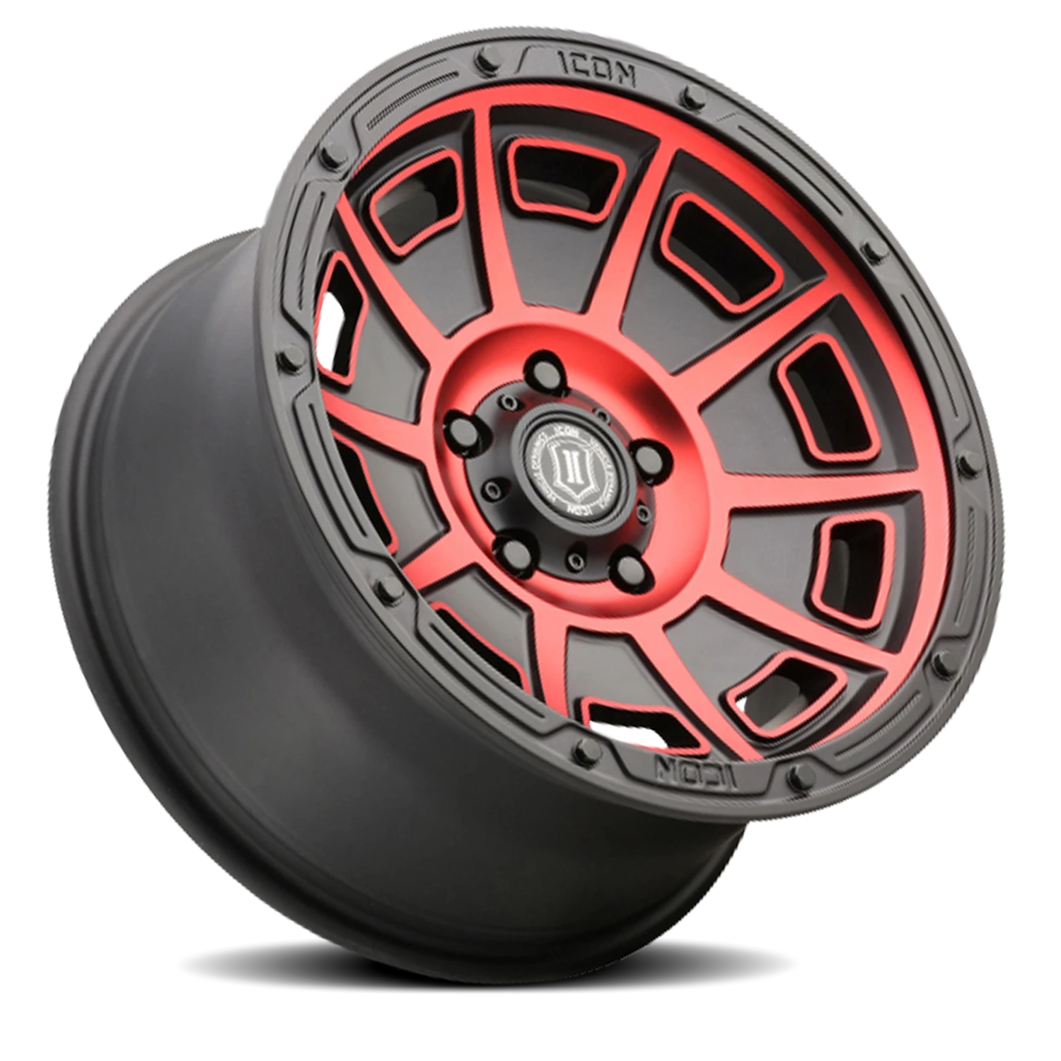 Icon Alloys Victory Satin Black W/ Red Tint 17x8.5 +6 6x135mm 87.1mm