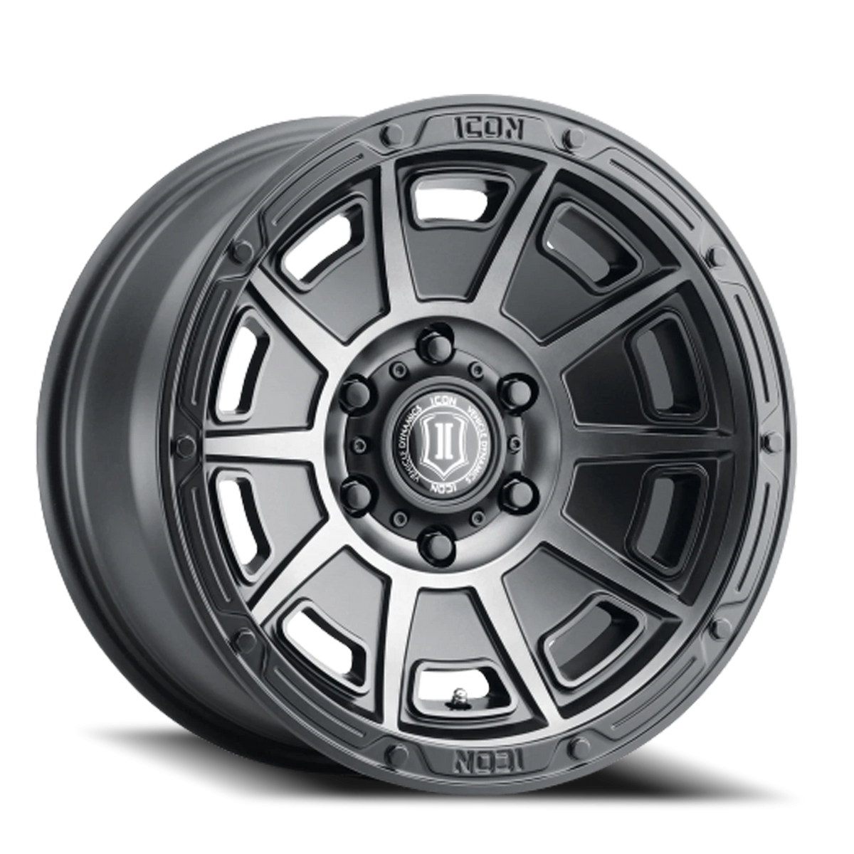 Icon Alloys Victory Satin Smoked Satin Black 17x8.5 0 6x120mm 67mm
