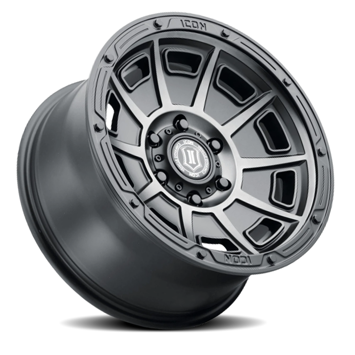Icon Alloys Victory Satin Smoked Satin Black 17x8.5 0 6x120mm 67mm