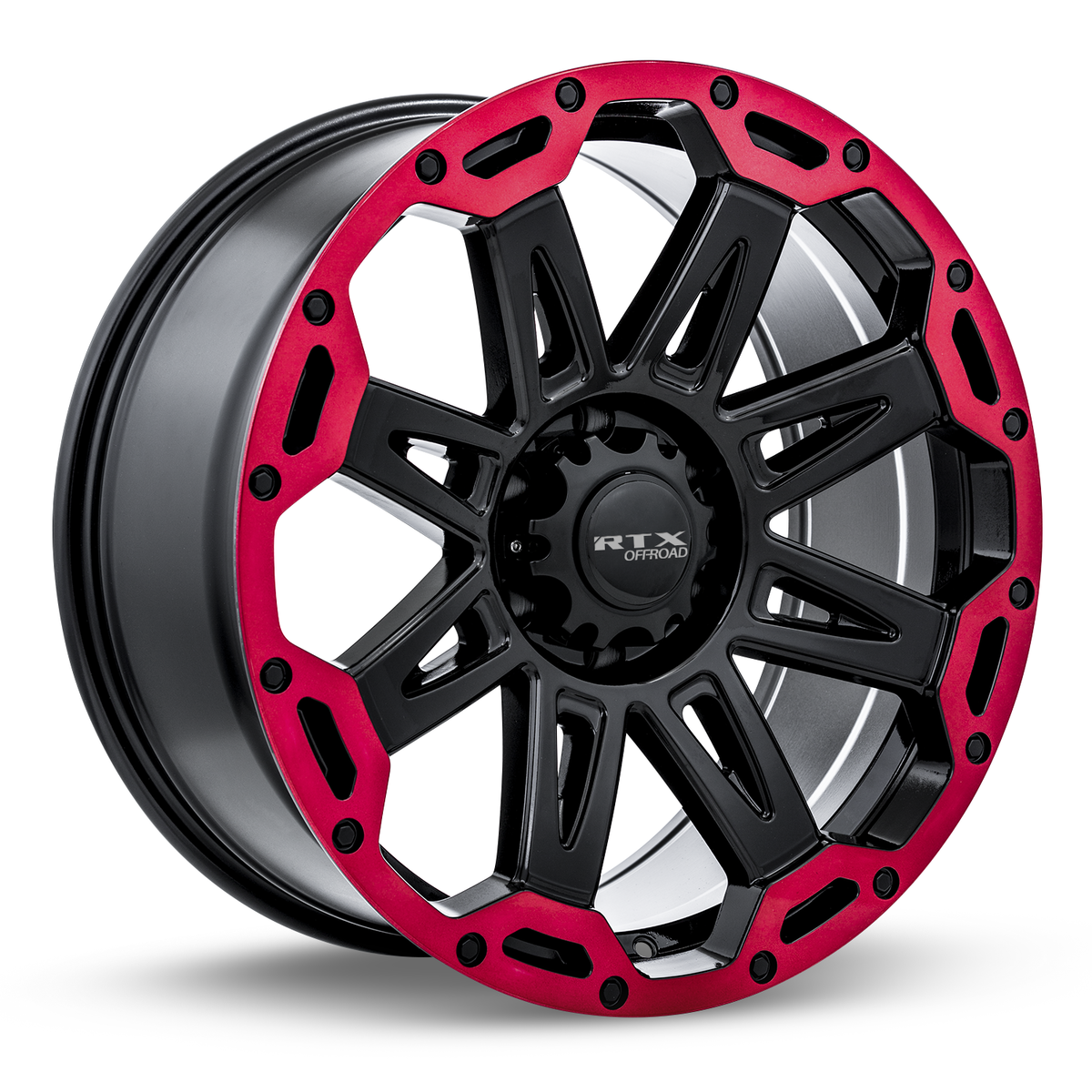 RTX Gobi Gloss Black With Red Lip 18x9 +10 6x135mm 87.1mm