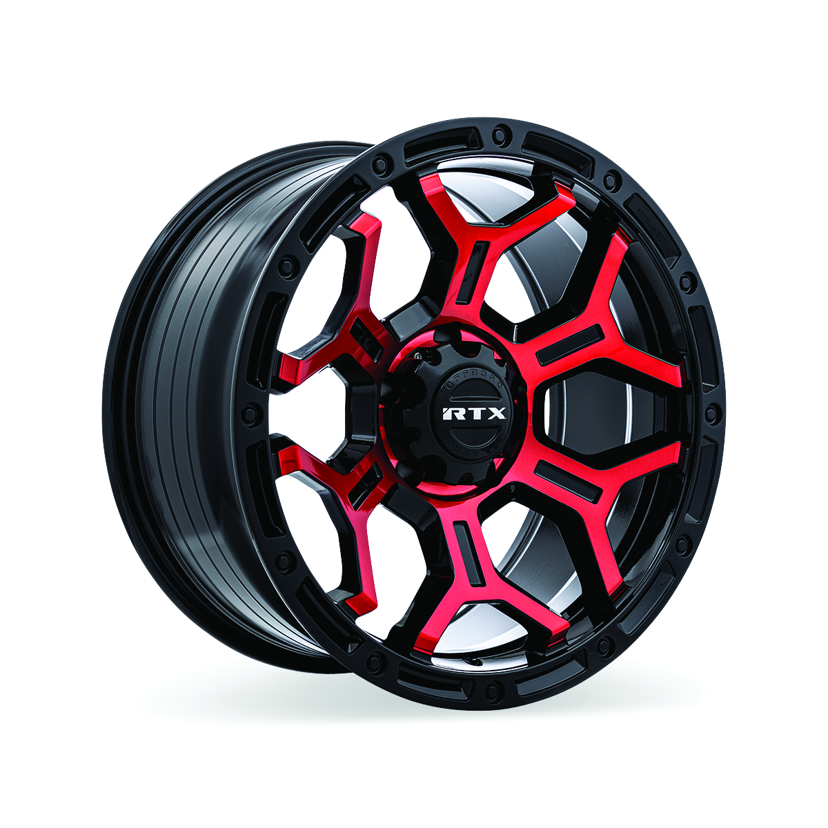 RTX Goliath Gloss Black Machined Red Spokes 18x9 0 6x139.7mm 106.1mm
