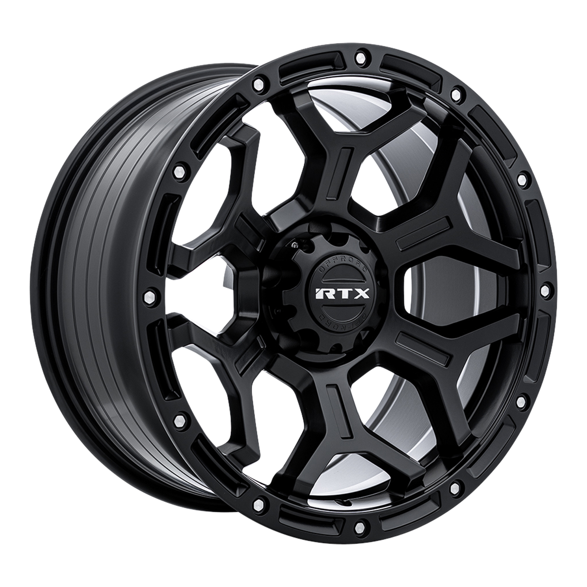 RTX Goliath Satin Black With Milled Rivets 18x9 0 6x135mm 87.1mm