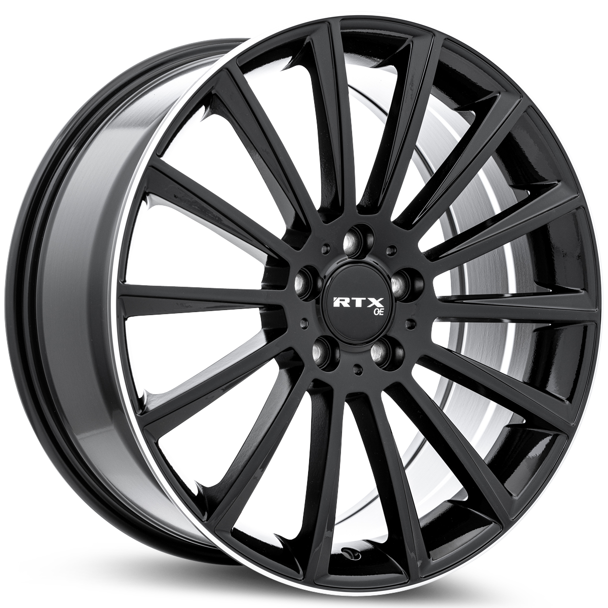 RTX MB02 Gloss Black With Machined Lip 19x8 +38 5x112mm 66.6mm - Wheelwiz