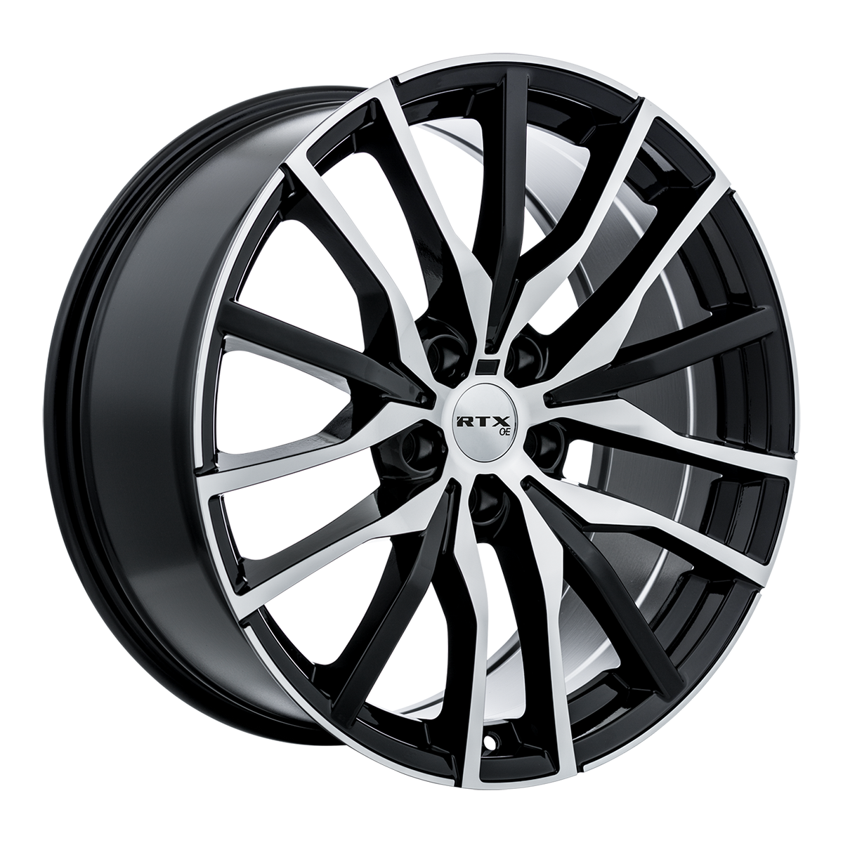 RTX Passau Gloss Black Machined Face 20x10.5 +38 5x112mm 66.6mm - WheelWiz