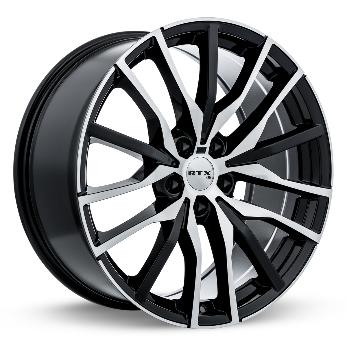 RTX Passau Gloss Black Machined Face 20x9 +30 5x112mm 66.6mm - Wheelwiz