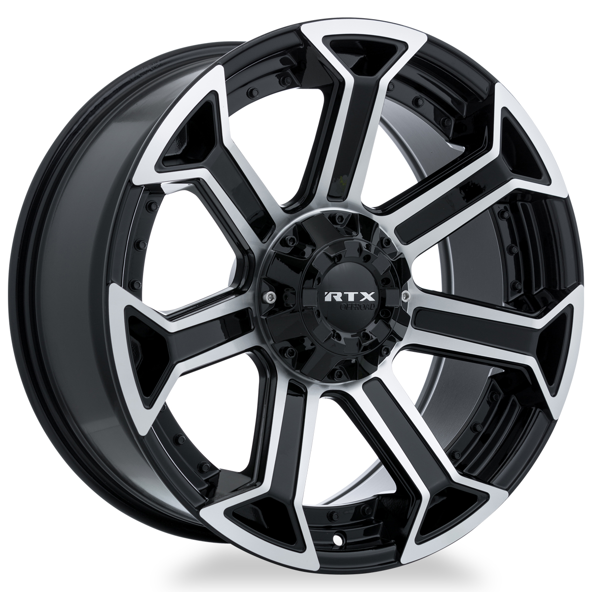 RTX Peak Gloss Black Machined 20x10 -18 5x127mm 71.5mm - Wheelwiz