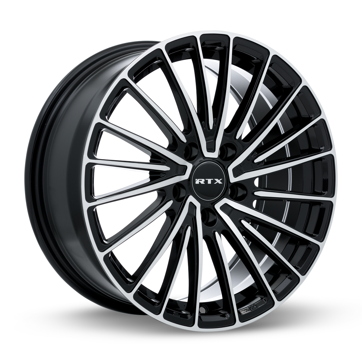 RTX Polar Gloss Black Machined 18x8 +40 5x114.3mm 73.1mm