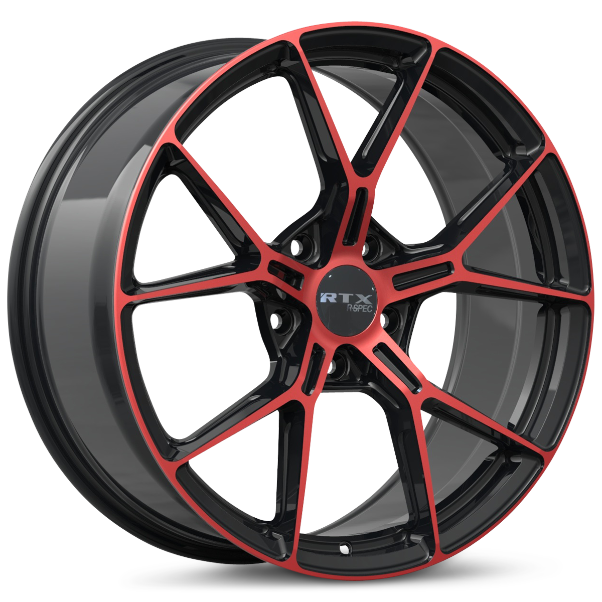 RTX RS01 Gloss Black Machined Red 19x8.5 +38 5x114.3mm 73.1mm - Wheelwiz