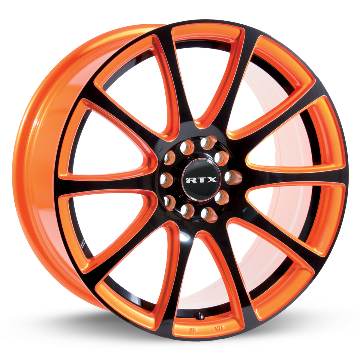 RTX Blaze Orange And Black 17x7.5 +42 5x100|5x114.3mm 73.1mm - Wheelwiz