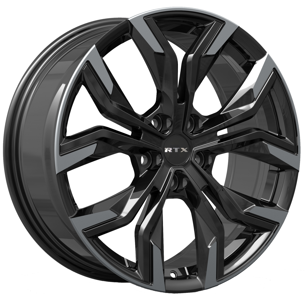 RTX Venom Gloss Black Machined 17x7 +42 5x114.3mm 64.1mm - Wheelwiz