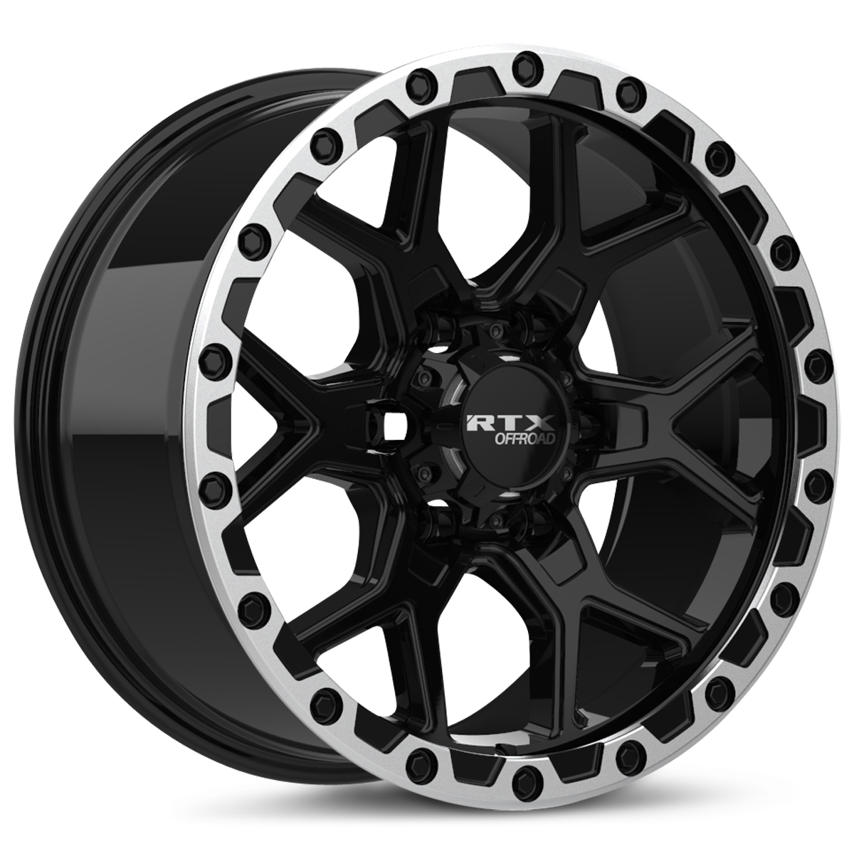 RTX Storm Gloss Black Milled With Machined Lip 17x8.5 +20 6x139.7mm 106.1mm