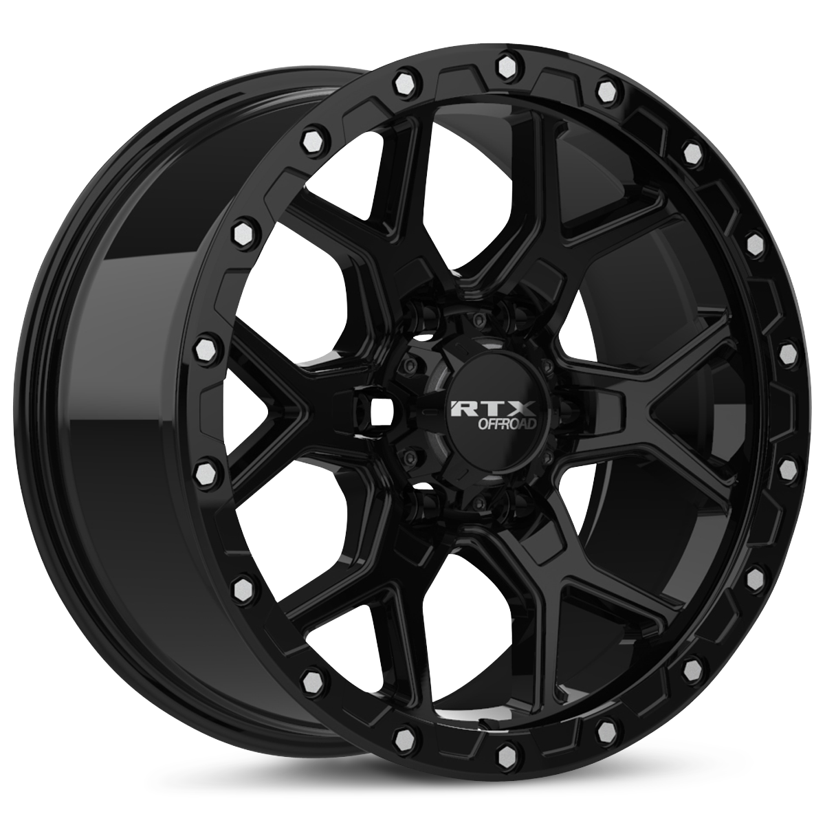 RTX Storm Gloss Black With Milled Rivets 17x8.5 +20 6x139.7mm 106.1mm - Wheelwiz