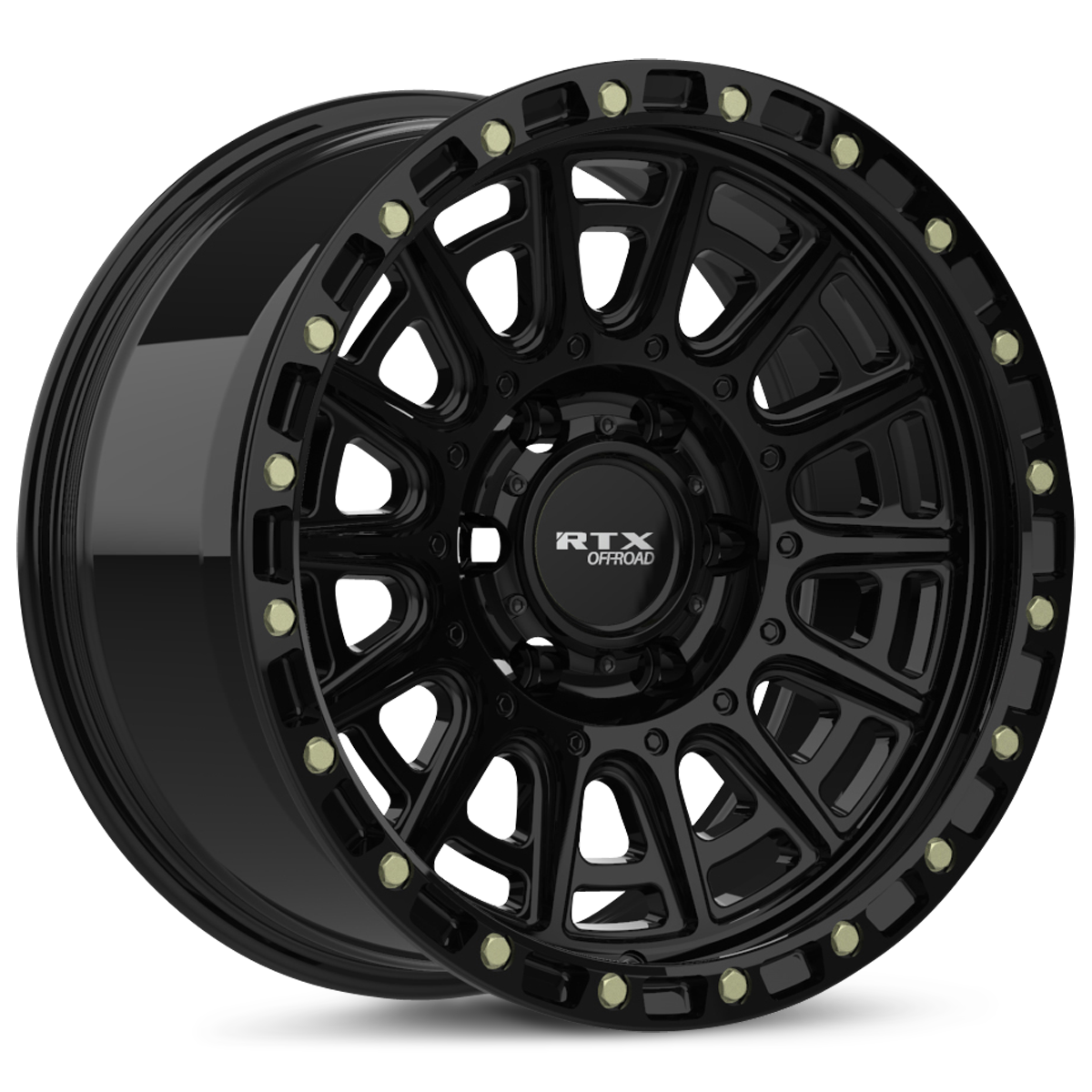 RTX Striker Gloss Black With Milled Rivets 20x9 +10 6x139.7mm 106.1mm