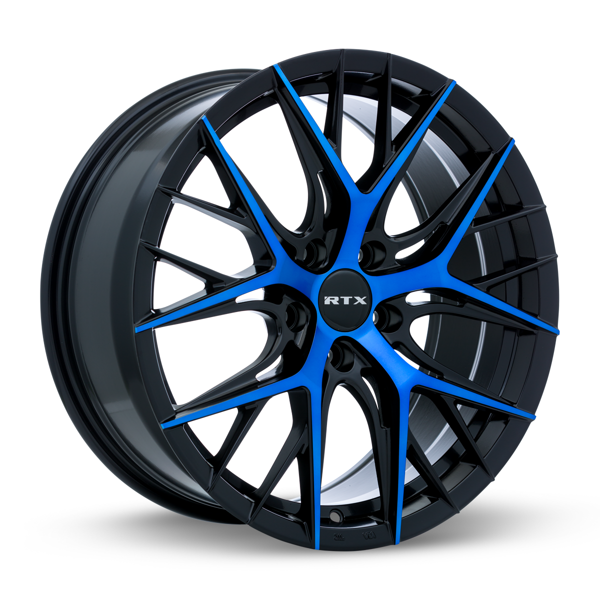 RTX Valkyrie Gloss Black Machined Blue 18x8 +40 5x114.3mm 73.1mm - Wheelwiz