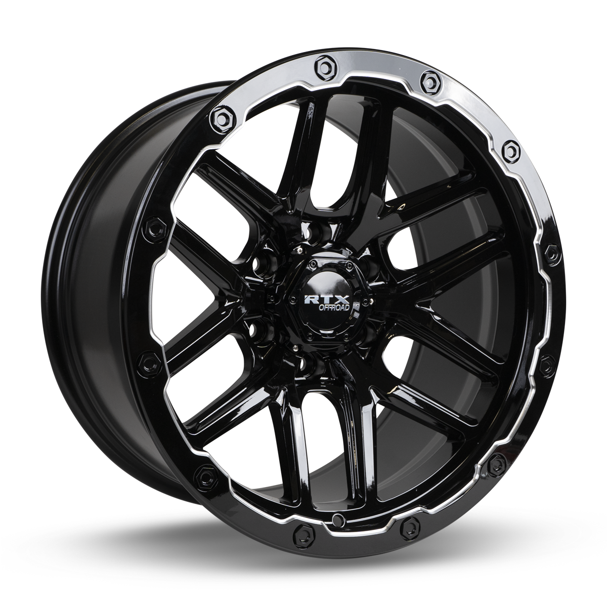 RTX Volcano Gloss Black Milled Edge 18x9.5 -10 6x139.7mm 106.1mm - Wheelwiz
