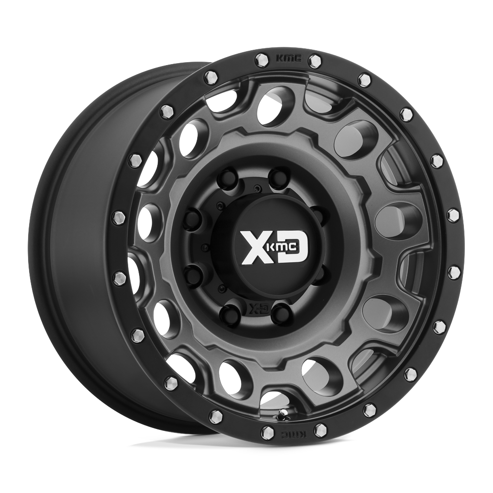 XD Series XD129 HOLESHOT Matte Gray W Black Reinforcing Ring 17x9 -12 8x180mm 124.2mm - WheelWiz