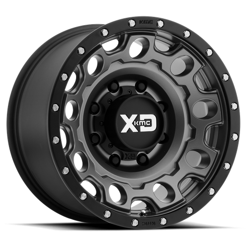 XD Series XD129 HOLESHOT Matte Gray W/ Black Ring 18x9 +18 6x139.7mm 106.1mm