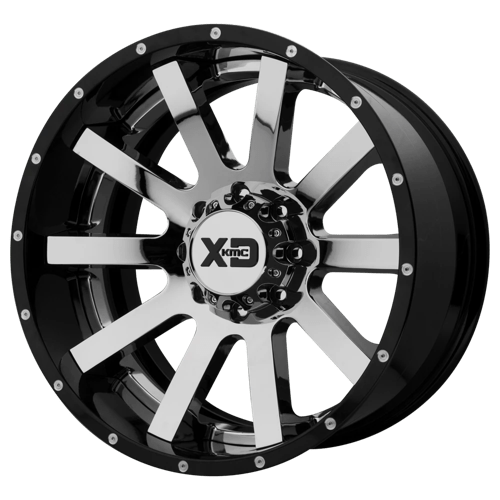 XD Series XD200 HEIST Chrome Center Gloss Black Milled Lip 20x10 -18 8x165.1mm 125.1mm - WheelWiz