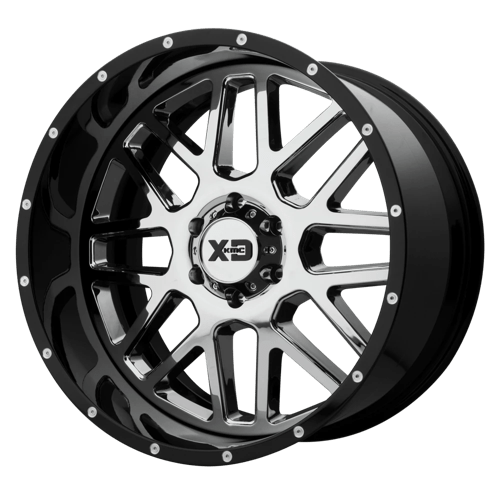 XD Series XD201 GRENADE Chrome W/ Gloss Black Mill Lip 20x12 -44 8x180mm 124.2mm - Wheelwiz