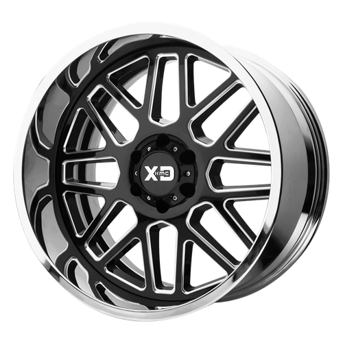 XD Series XD201 GRENADE Gloss Black Mill W/ Chrome Lip 22x12 -44 5x127mm 72.6mm - Wheelwiz