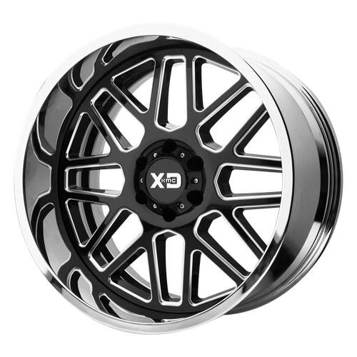 XD Series XD201 GRENADE Gloss Black Milled Center Chrome Lip 22x10 -18 6x135mm 87.1mm - WheelWiz