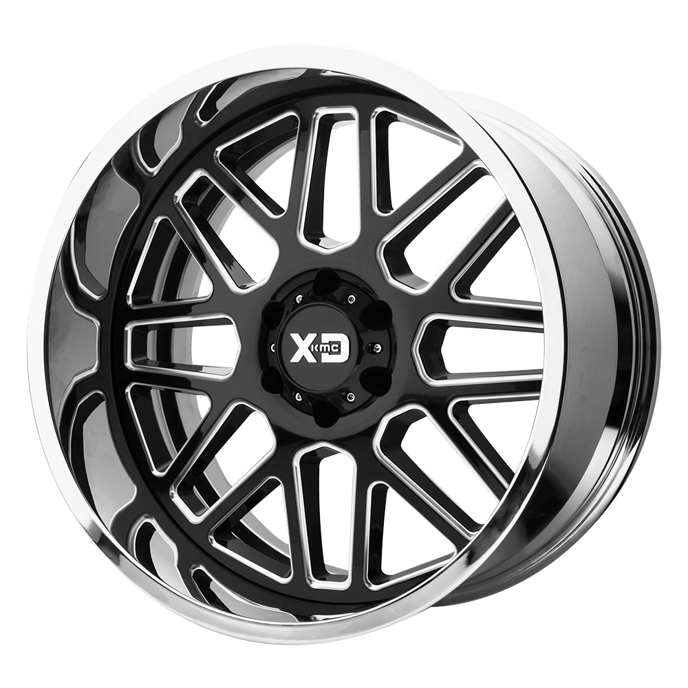 XD Series XD201 GRENADE Gloss Black Milled Center Chrome Lip 22x10 -18 6x135mm 87.1mm - WheelWiz