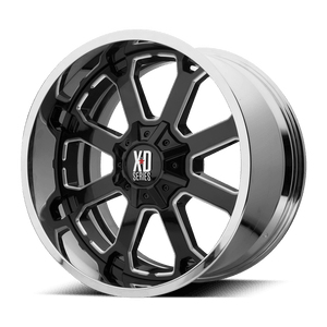 XD Series XD202 BUCK 25 Gloss Black Milled Center Chrome Lip 20x10 -18 5x127|5x139.7mm 78.1mm - WheelWiz