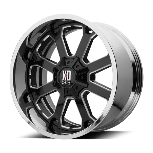 XD Series XD202 BUCK 25 Gloss Black Mill W/ Chrome Lip 22x10 -18 5x127|5x139.7mm 78.1mm - Wheelwiz