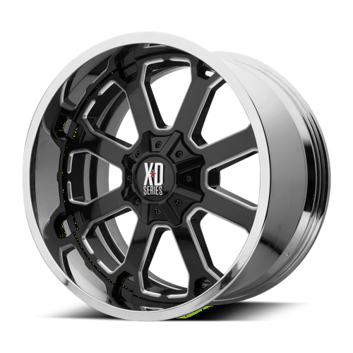 XD Series XD202 BUCK 25 Gloss Black Mill W/ Chrome Lip 22x12 -44 5x127|5x139.7mm 78.1mm - Wheelwiz