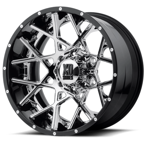 XD Series XD203 CHOPSTIX Chrome Center W/ G-blk Mill Lp 22x10 -18 6x135mm 87.1mm - Wheelwiz
