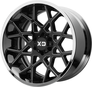 XD Series XD203 CHOPSTIX Gloss Black Milled Center Chrome Lip 22x10 -18 6x139.7mm 106.1mm - WheelWiz