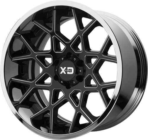 XD Series XD203 CHOPSTIX Gloss Black Mill W/ Chrome Lip 22x10 -18 5x127mm 72.6mm - Wheelwiz