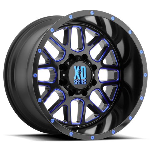 XD Series XD820 GRENADE Satin Black Mill W/ Blue Tint 20x12 -44 8x165.1mm 125.1mm - Wheelwiz