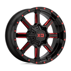 XD Series XD838 MAMMOTH Gloss Black Milled With Red Tint Clear Coat 22x12 -44 8x165.1mm 125.1mm - WheelWiz