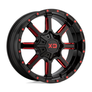 XD Series XD838 MAMMOTH Gloss Black Milled With Red Tint Clear Coat 20x12 -44 5x127|5x139.7mm 78.1mm - WheelWiz