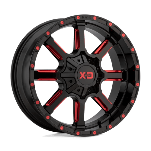 XD Series XD838 MAMMOTH Gloss Black Milled With Red Tint Clear Coat 24x14 -76 6x135|6x139.7mm 106.1mm - WheelWiz