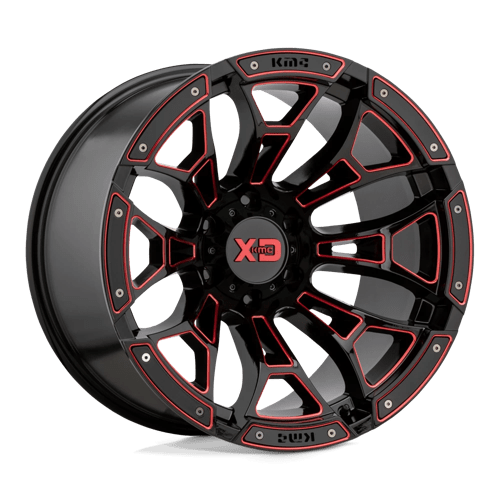 XD Series XD841 BONEYARD Gloss Black Milled With Red Tint 20x9 00 6x139.7mm 106.1mm - WheelWiz