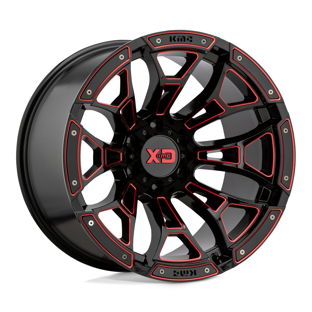 XD Series XD841 BONEYARD Gloss Black Milled With Red Tint 20x9 00 6x139.7mm 106.1mm - WheelWiz