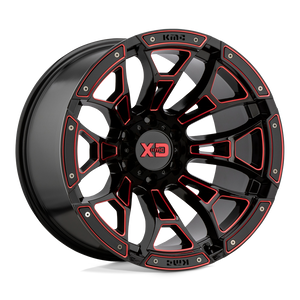 XD Series XD841 BONEYARD Gloss Black Milled With Red Tint 20x9 00 6x139.7mm 106.1mm - WheelWiz