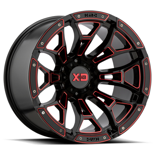 XD Series XD841 BONEYARD Gloss Black Milled W/ Red Tint 20x10 -36 8x165.1mm 125.1mm