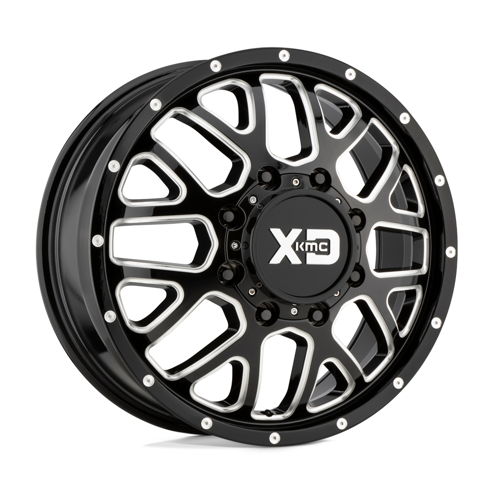 XD Series XD843 GRENADE DUALLY Gloss Black Milled - Front 20x8.25 +127 8x165.1mm 125.1mm - WheelWiz