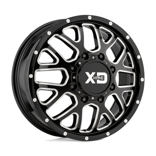 XD Series XD843 GRENADE DUALLY Gloss Black Milled - Front 17x6.5 +111 8x200mm 142mm - WheelWiz