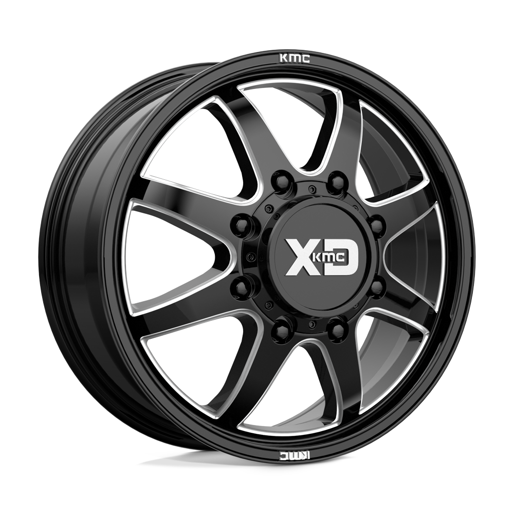 XD Series XD845 PIKE DUALLY Gloss Black Milled - Front 22x8.25 +105 8x200mm 142mm - WheelWiz