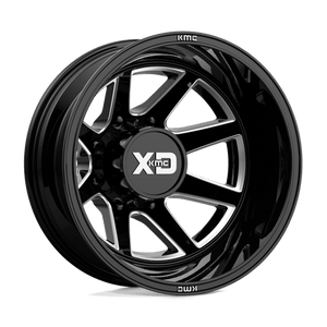 XD Series XD845 PIKE DUALLY Gloss Black Milled - Rear 22x8.25 -215 8x165.1mm 121.5mm - WheelWiz