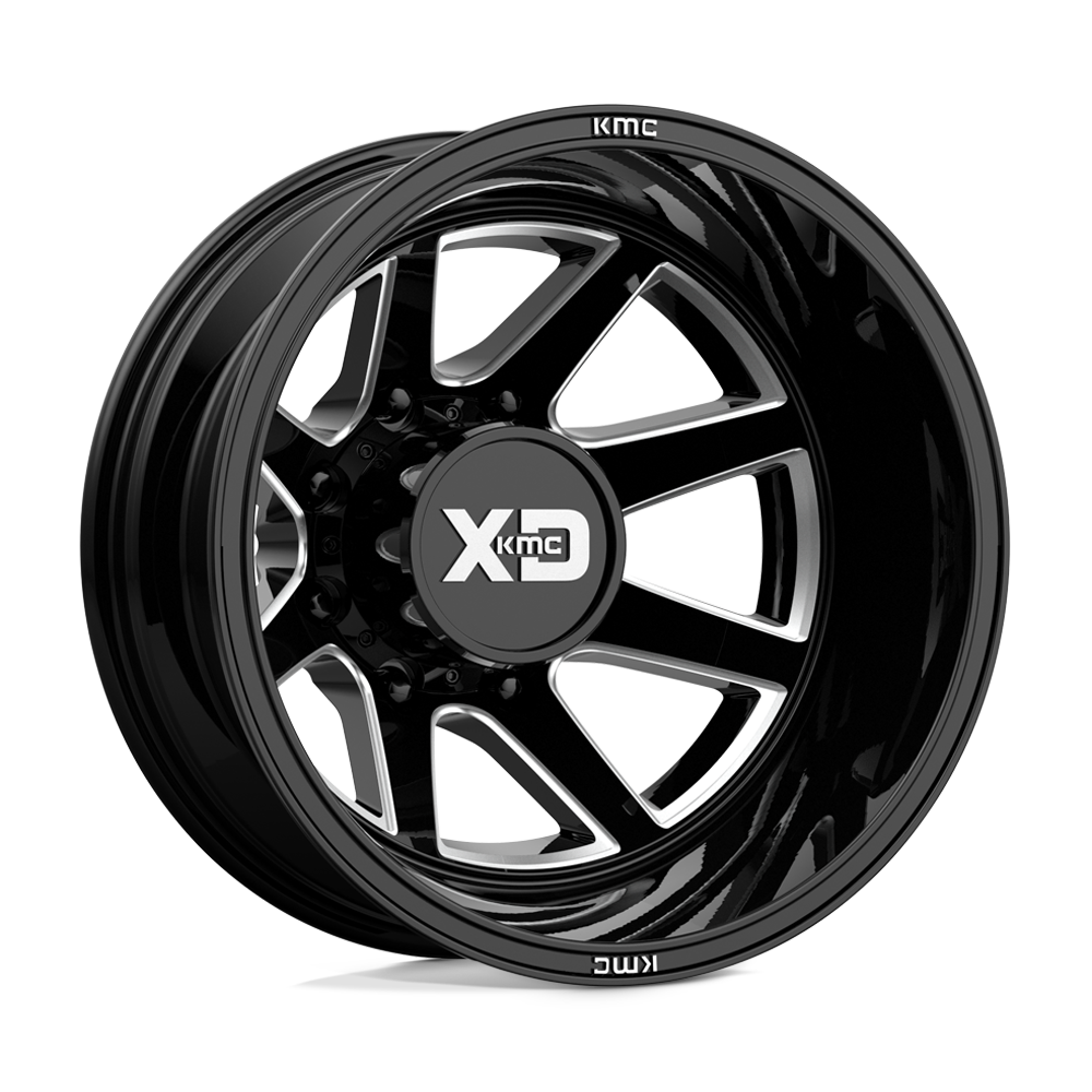 XD Series XD845 PIKE DUALLY Gloss Black Milled - Rear 20x8.25 -221 8x210mm 154.3mm - WheelWiz