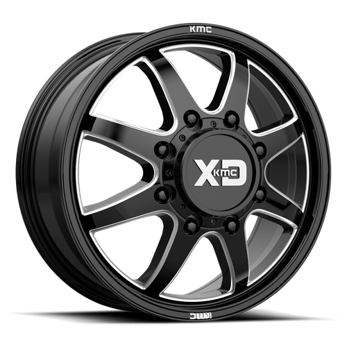 XD Series XD845 PIKE DUALLY Gloss Black Milled - Front 22x8.25 +105 8x165.1mm 121.5mm